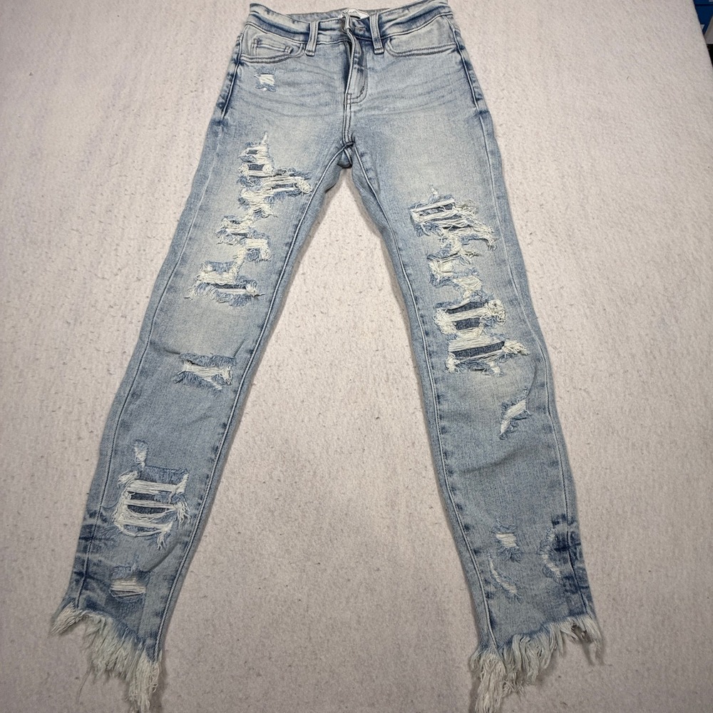 KanCan Signature Mid-Rise Ankle Skinny Distressed Jeans Light Wash VBK1770A 25